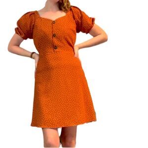 Monteau
Orange Polka Dot Puff Sleeve Fall Dress M